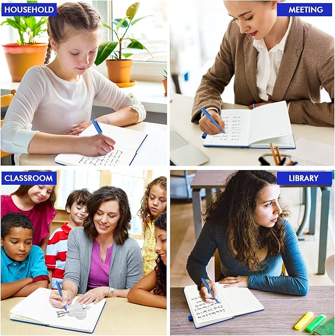 feela 3 Pack Notebooks Journals Bulk with 3 Black Pens, A5 Hardcover Notebook Classic Ruled Lined Journal Set with Pen Holder for Work Business Journaling Note Taking, 120 GSM, 5.1”x8.3”, Navy