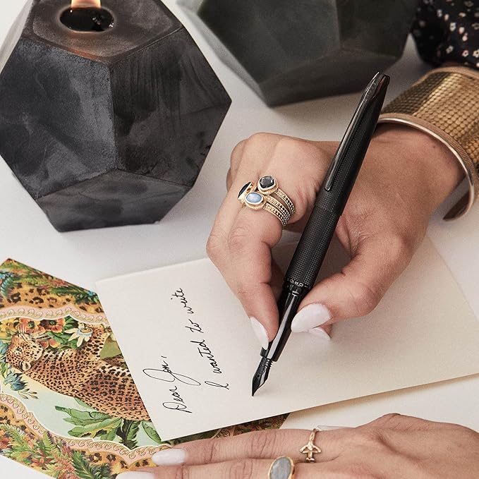 Cross ATX Refillable Ballpoint Pen Presented in a Luxury Gift Box - Medium Point, Black Ink, Sandblasted Dark Blue