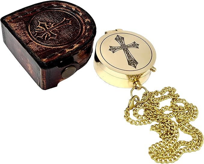 Brass Compass Engraved with Religious Scripture Verse - Ideal Gift for Son, Grandson, Daughter - Perfect for Baptism, Communion, Church and Graduation Day Present