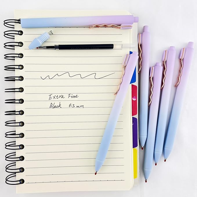Fengtaiyuan Zi05, Stylish Gradient Color Pen, Black Ink, 0.5mm Extra Fine, Gel Ink Rollerball Pens, Writting Smooth, Rubber Spray (Zi05)