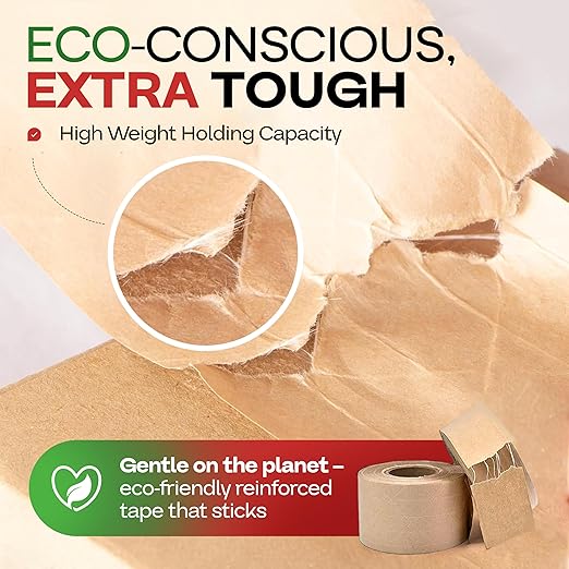 IDL Packaging 2.83" x 450 feet Reinforced Water-Activated Kraft Gummed Tape 30lb Thickness (Pack of 6) - Secure Paper Packing Tape for Secure Carton Sealing - Heavy-Duty for All Conditions, Brown