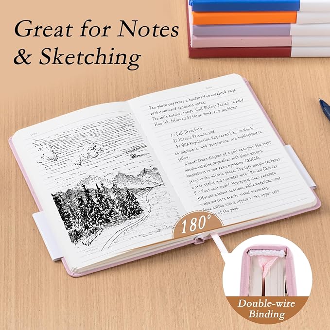 deli A5 Lined Journal Notebook, 160 Pages Hardcover Writing Notebook, 5.5"x8.2" College Ruled Notebook for Office, School, Work Notes (Pink)