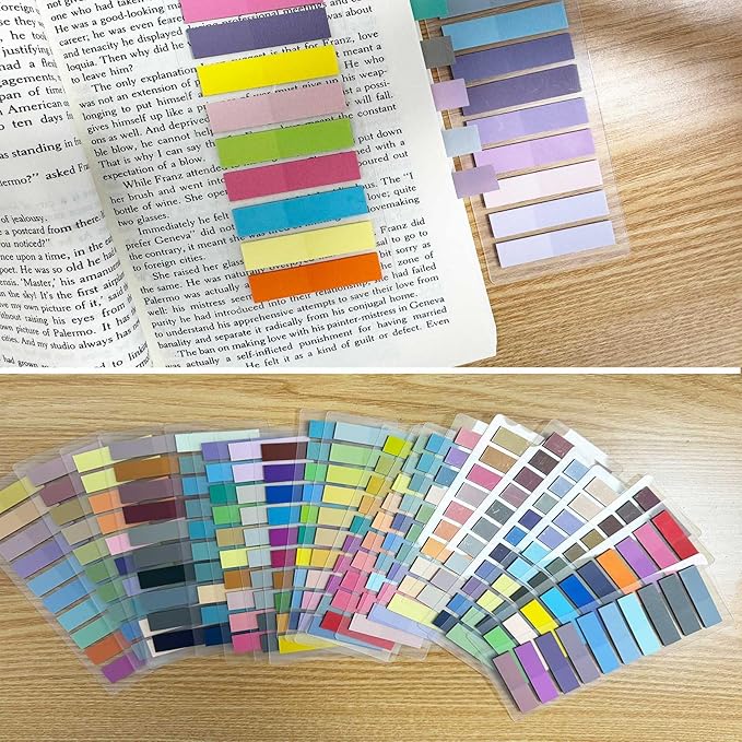 ELII 3600pcs Books Tabs for Annotating Page Markers Morandi Sticky Index Tabs,Transparent Sticky Notes Tabs Label Stickers Index Tabs for Reading Notes, Classify File