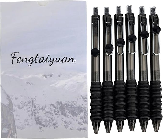Fengtaiyuan Black Ink, 0.7mm, Retractable Gel Ink Rollerball Pens, Fine Point, Comfortable Grip, Easy Hold, Writting Smooth, 6 Pack (BlackZS07P6)