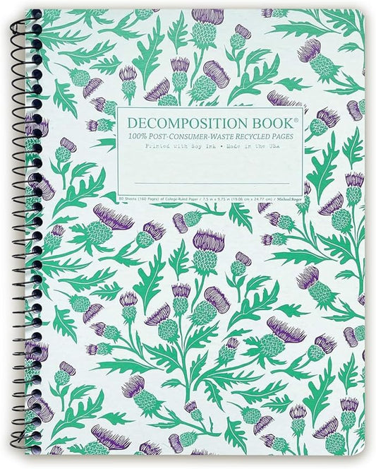 Decomposition Thistles College Ruled Spiral Notebook - 9.75 x 7.5 Journal with 160 Lined Pages - 100% Recycled Paper - Cute Notebooks for School Supplies, Home & Office - Made in USA