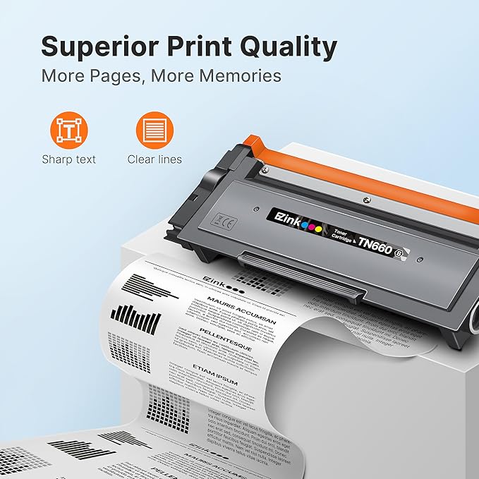 E-Z Ink Compatible TN660 Toner Cartridge Replacement for Brother TN-660 TN660 TN630 High Yield to Use with HL-L2380DW HL-L2320D HL-L2340DW DCP-L2540DW MFC-L2700DW MFC-L2720DW Printer (Black, 2 Pack)