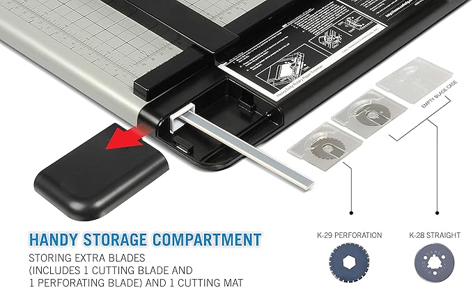 CARL Heavy Duty Rotary Paper Trimmer - 12238, Black/Silver, 18inch