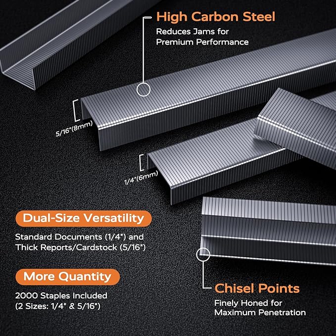 Desktop Stapler, Swing-Arm Swivel Stapler, 50 Sheet Capacity, 2000 Staples and Staple Remover, Rotatable Heavy Duty Staplers for Office, Home, Classroom, Booklet, Book Binding,Black