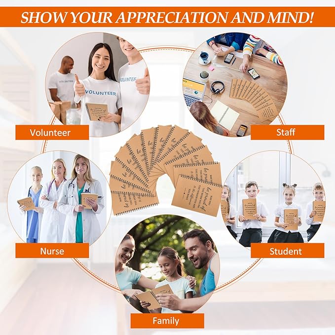 Colarr 60 Pcs A5 Inspirational Spiral Notebook Bulk Appreciation Gift 6x8 Inch Motivational Notepad 100 Page/50sheet Lined College Ruled Journal for Employee Coworker Teacher Nurse (Brown)
