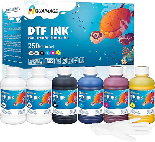 Dtf Ink 1500ml Dtf Printer Ink for ET8550,L1800,XP15000, Bright Colors,DTF Transfer Ink for Pet Film, Refill Ink for P400, P800, P600, DX5, XP600. (250ml x 6, 2Wh+BKCMY)