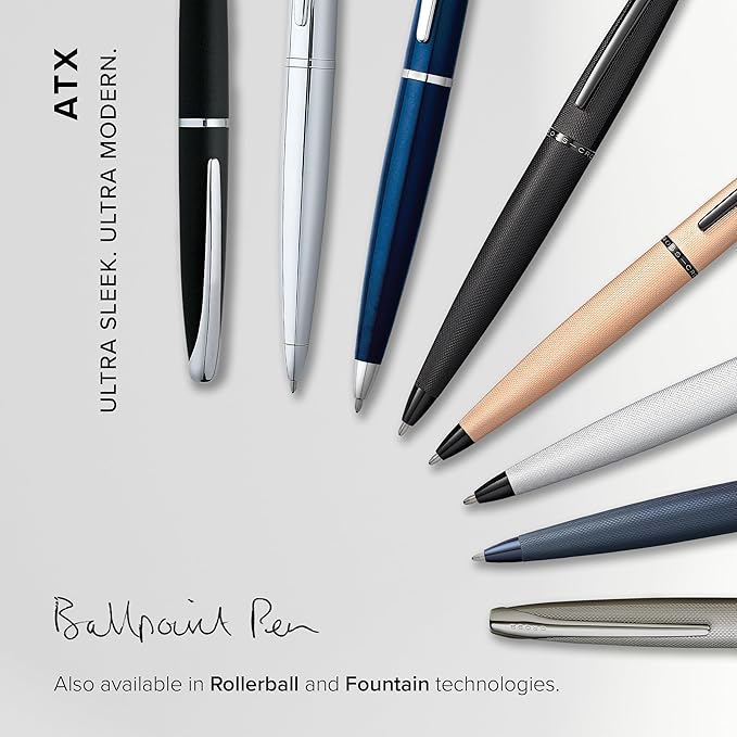 Cross ATX Refillable Ballpoint Pen Presented in a Luxury Gift Box - Medium Point, Black Ink, Sandblasted Rose Gold