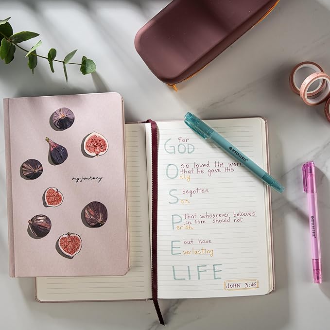 DIVERSEBEE Hardcover Lined Journal Notebook, Medium A5 (5.8 x 8.3 inches), 192 Pages, Thick Paper, Aesthetic Journals for Writing, Office School Bible Journaling Supplies (Figs)