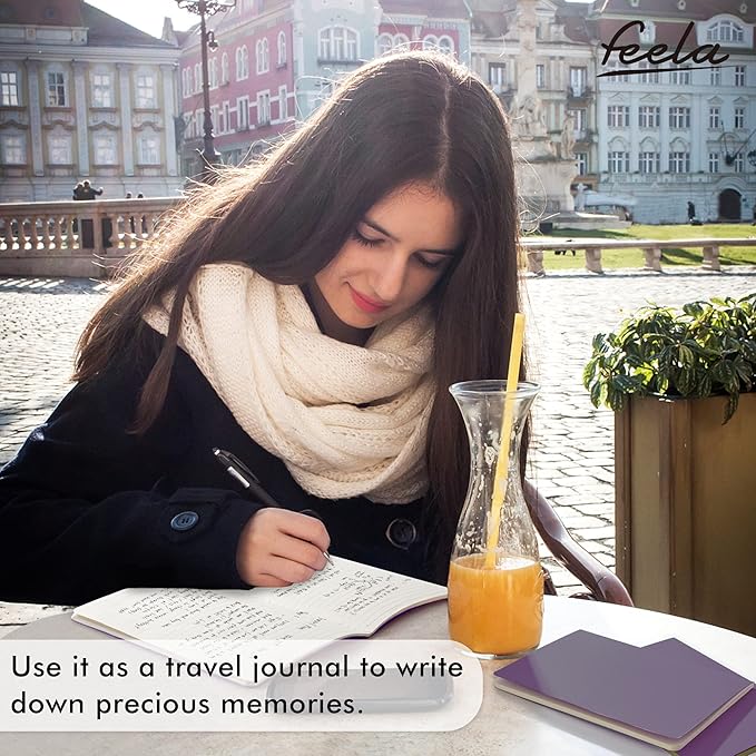 feela 36 Pack Soft Cover Journal Bulk, Lined Blank Travel Journal for Women Men Writing, Notebooks College Ruled for Work, Note Taking Notebook School Business Supplies, 8.2” x 5.5”, A5, Dark Purple