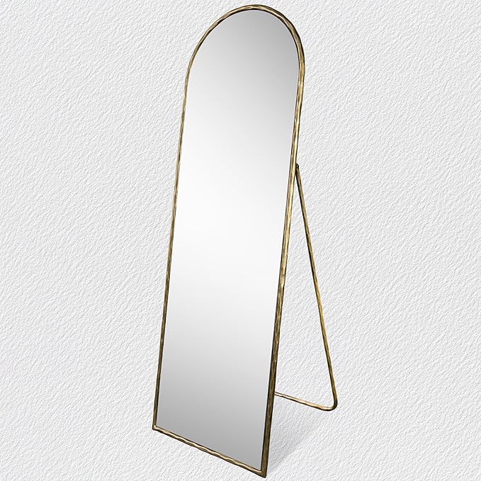 BEGINS 65" x 22" Hand-Forged Vintage Arched Full-Length Mirror - Standalone or Wall-Leaning Design, 20mm Solid Steel Frame, 9mm Anti-Corrosion Back Panel, Suitable for Bedroom or Cloakroom
