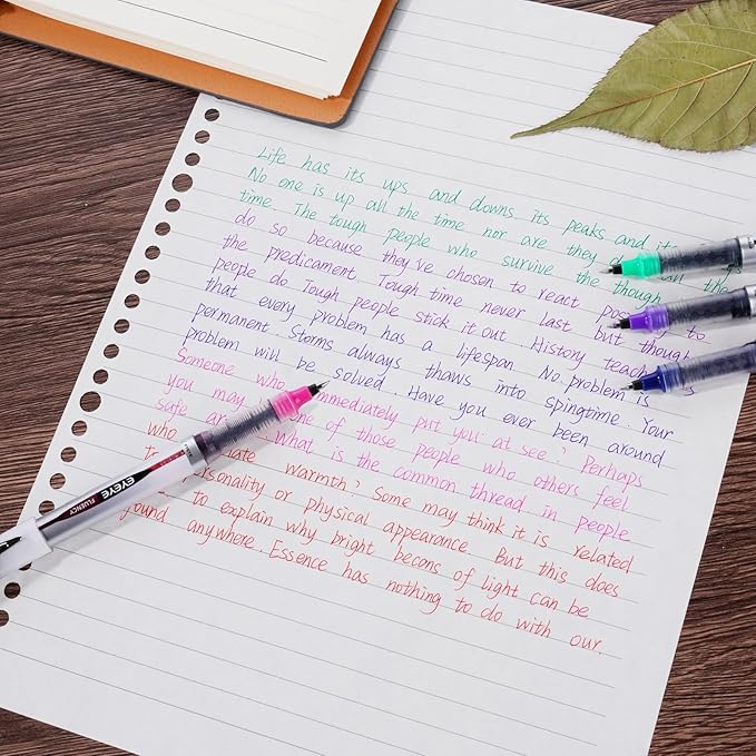 EYEYE Liquid Ink Rollerball Pen 0.7mm, 6 Assorted Colors Medium Point Pen Quick Dry, Liquid Ink Pens Fine Point Smooth Writing Pens for Journaling, Note Taking, Office, School Supplies