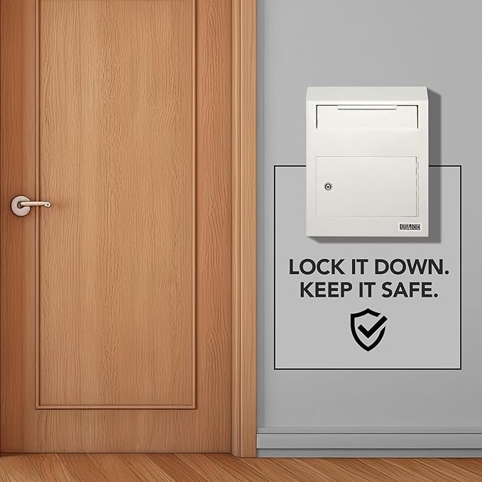 Drop Box Deposit Safe 12 x 4 x 15” Heavy Duty Steel Wall Mount Mailbox for Mail, Letters, Checks, Keys, Cash and more for Home, Office & Commercial Use (W500) (Gray)