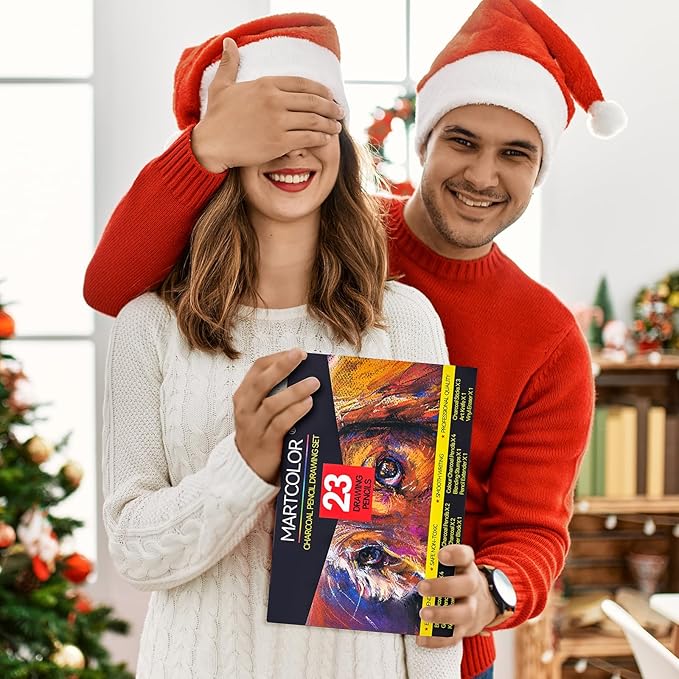 Charcoal Drawing Set, Set of 23, Graphite Pencils, Black & White Charcoal Pencils for Drawing, Sketching, Shading, Blending, Artist Pencils for Beginners & Pro Artists ﻿