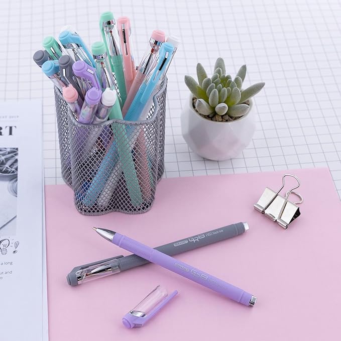 BAZIC Oil Gel Fuse Tech Ink Pen, GR8 Dazzle Black Ink w/Rubberized Barrel, 0.7 mm Medium Point Smooth Writing, for Office School (3/Pack), 6-Pack