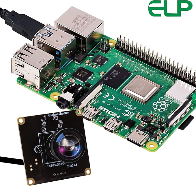 ELP High Speed Wide Angle Global Shutter USB Camera Module for Computer 1080P Mini UVC USB2.0 Webcam Board with 120degree No Distortion Lens AR0234 High Frame 90fps Web PC Camera Board for Laptop