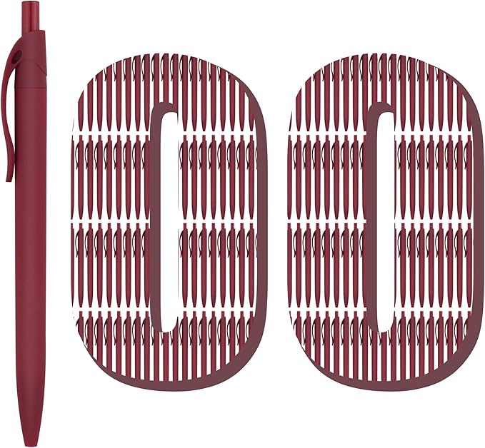 Deegtran 100 Pack No Bleed Red Barrel Click Pens, Wholesale Retractable Ballpoint Pens, Medium Point, Smooth Ink, 1.0MM Black Ink