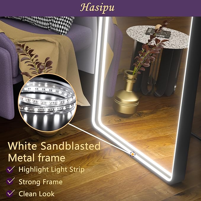 Hasipu 65" x 22" Led Mirror, Full Length Mirror with Lights, Arch Design, Wall Mounted, Modern Style