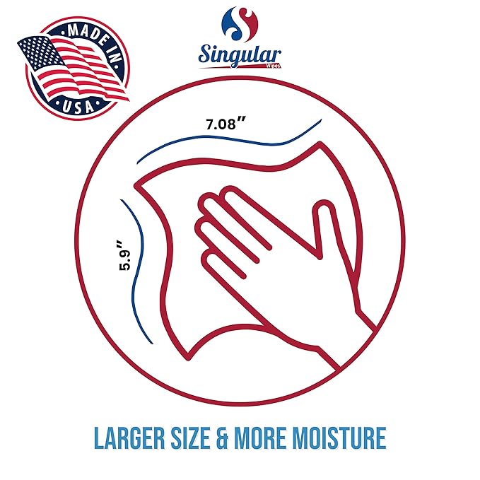 Hand Sanitizing Wipes Travel Size by Singular Wipes – 24ct Individually Wrapped | Fresh Citrus Scent, Moisturizing, 70% Alcohol Wipes | Travel, Office, School, Home | Made in USA