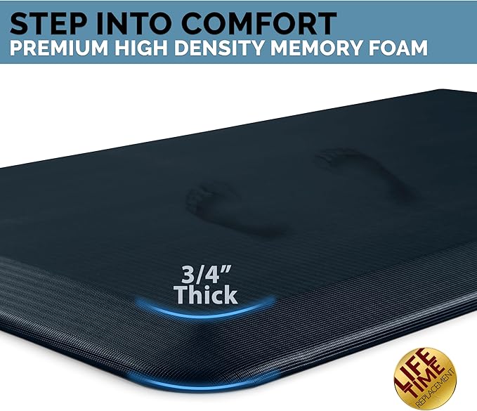 ComfiLife Anti Fatigue Floor Mat – 3/4 Inch Thick Kitchen Mats for Floor, Standing Desk Mat, Kitchen Rug – Comfort at Home, Office – Durable – Stain Resistant – Non-Slip Bottom (20" x 32", Navy)