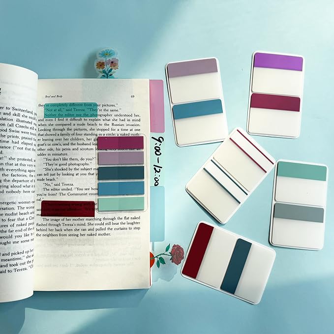 ELII 300 PCS Sticky Index Tabs 2 Inch Book Tabs Writable and Repositionable Page Markers File Tabs Self Adhesive, Labels for Pages Notebooks