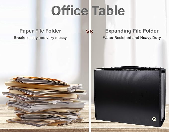 CNK Accordion File Folders with 24 Pockets Organizer for Document Paper Storage Folder Documents Expanding Binder Folio Pocket Receipt Filing Expandable Files Dividers Labels Letter Durable Handle