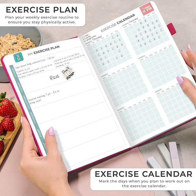 Clever Fox Weekly Meal Planner - Weekly & Daily Meal Prep Journal with Shopping and Grocery Lists for Menu Planning, Healthy Diet & Weight Loss Tracking, Lasts 1 Year, Undated, A5 - Fuchsia