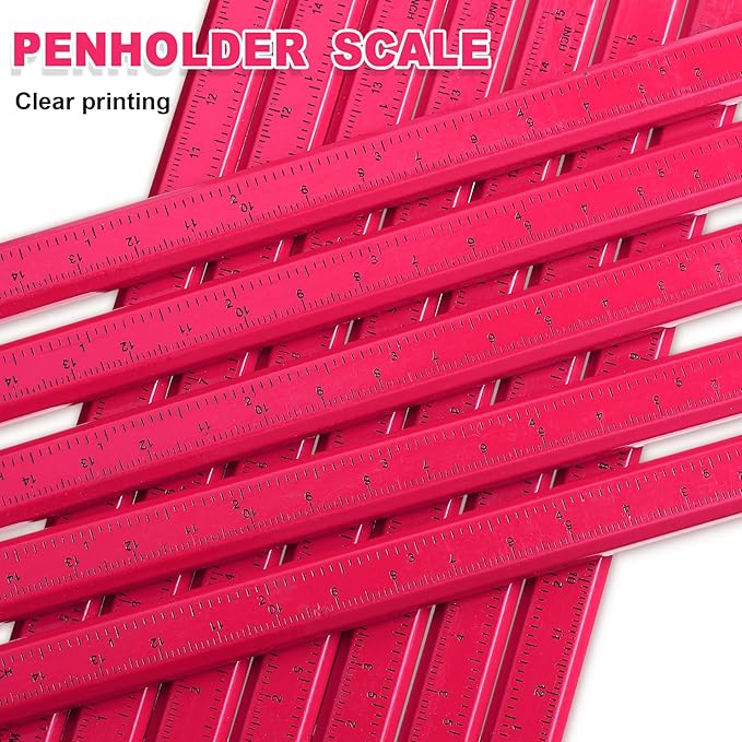 Honoson 200 Pcs Flat Construction Pencils with Printed Ruler Wood Graphite 2 Pcs Carpenter Pencil Sharpener for Woodworking Marking Tool(Pink)