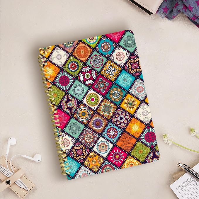 Cute Spiral Notebook journal B5 Aesthetic Pretty Design for Women Girls Kawaii with Pocket, 10 x 7.2 inch, Lined, Art