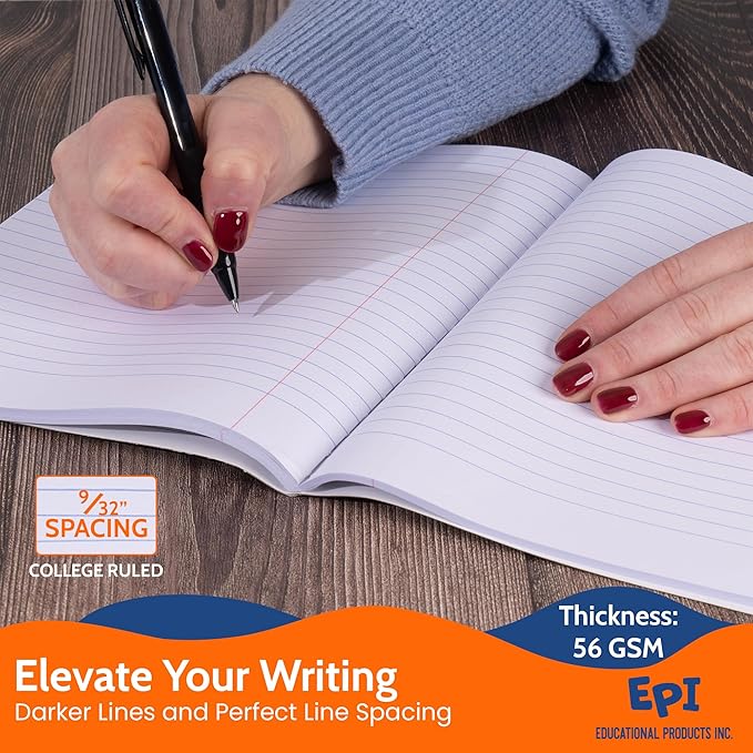 EPI Spiral Notebook | 5 Subject - College Ruled - 180 Sheets, Durable Spiral Binding | 10.5 x 8 in | Classroom Supplies | School, Office, Note Taking, Journaling - 24 Pack