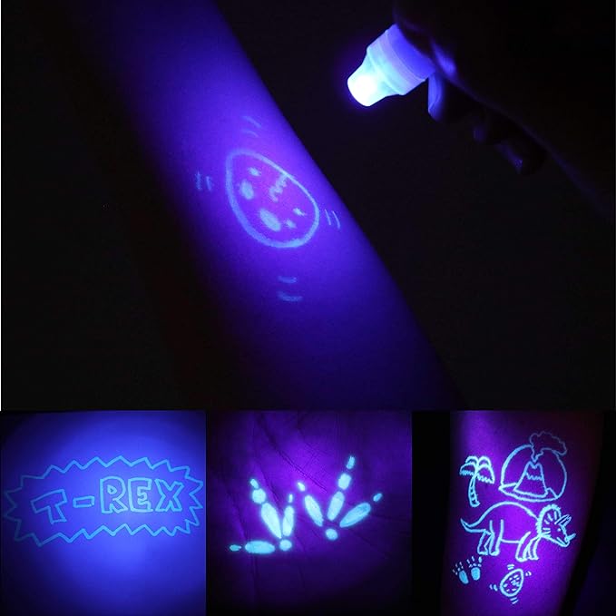 BONNYCO Invisible Ink Pen and Notebook Pack 16 Dinosaur Party Favors for Kids, Magic Spy Pen Goodie Bags Stuffers for Kids, Dinosaur Birthday Party Supplies, Goody Bag Stuffers Return Gifts Prizes