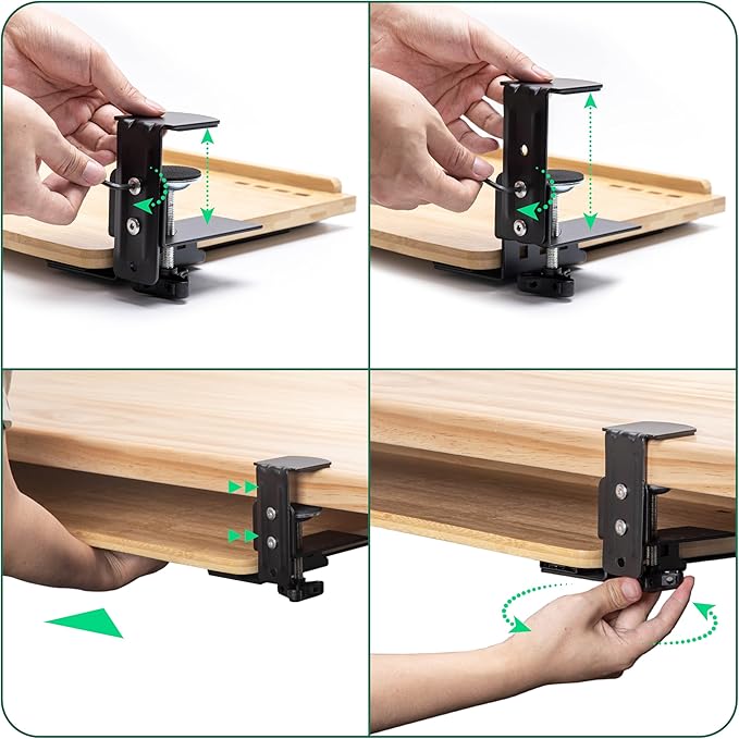 D'vine Dev Under Desk Keyboard Tray with Wrist Rest Bamboo Wood Keyboard Drawer and Mouse Pad, Original Wood, KBT-1