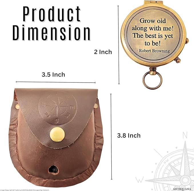 Brass Directional Engraved Compass, Baptism Gifts for Boys Girls, First Communion, Christian Gifts for Men, First Confirmation Gifts for Boys, Inspirational