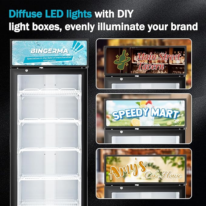 Commercial Display Refrigerator with Glass Door 12 Cu.ft Merchandiser Beverage Cooler Bar Black Drink Fridge for Convenience Stores, Supermarkets,Bars,Offices