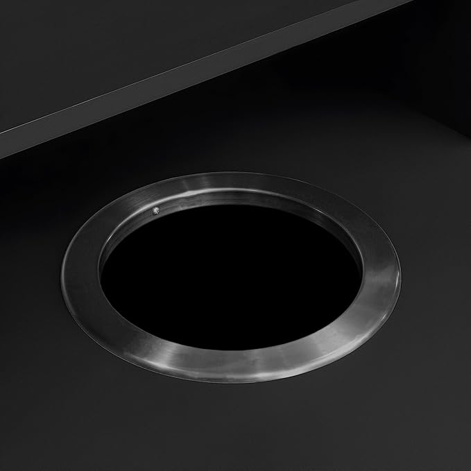 Flash Furniture Dell Trash Can Enclosure with Tray Shelf and 8" Drop Hole, Commercial Grade Trash Receptacle for 32 Gallon Round Cans, Swing Door Access, Black