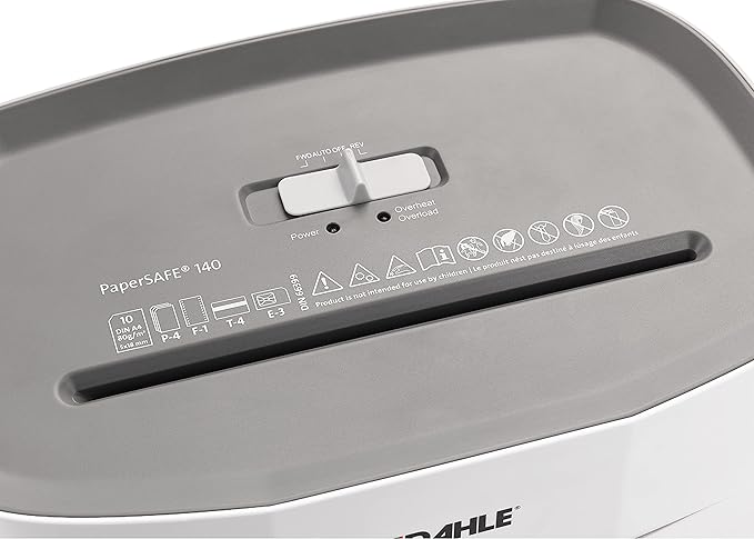 Dahle PaperSAFE PS 140 Paper Shredder, Oil Free, Jam Protection, Security Level P-4, 10 Sheet Max, Shreds Staples, Paper Clips & Credit Cards
