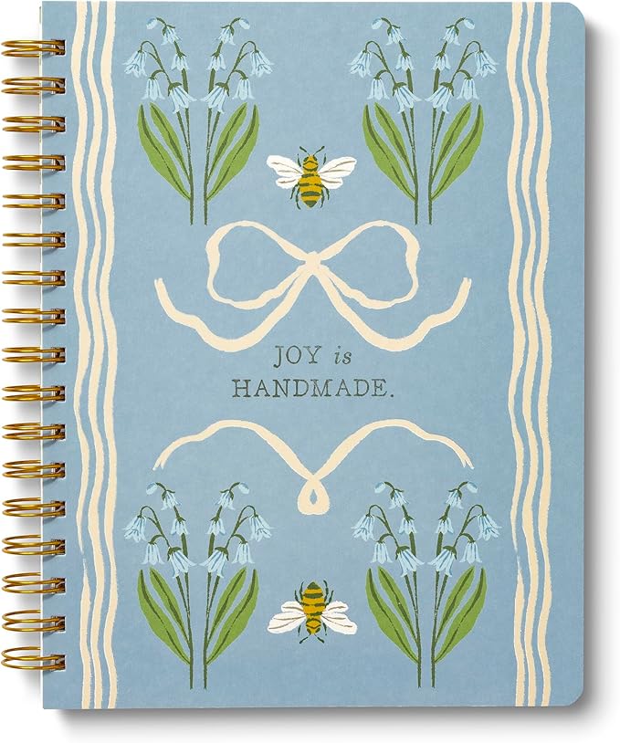 Compendium Spiral Notebook — Joy Is Handmade. — A Designer Spiral Notebook with 192 Lined Pages, College Ruled, 7.0" W x 9.25" H