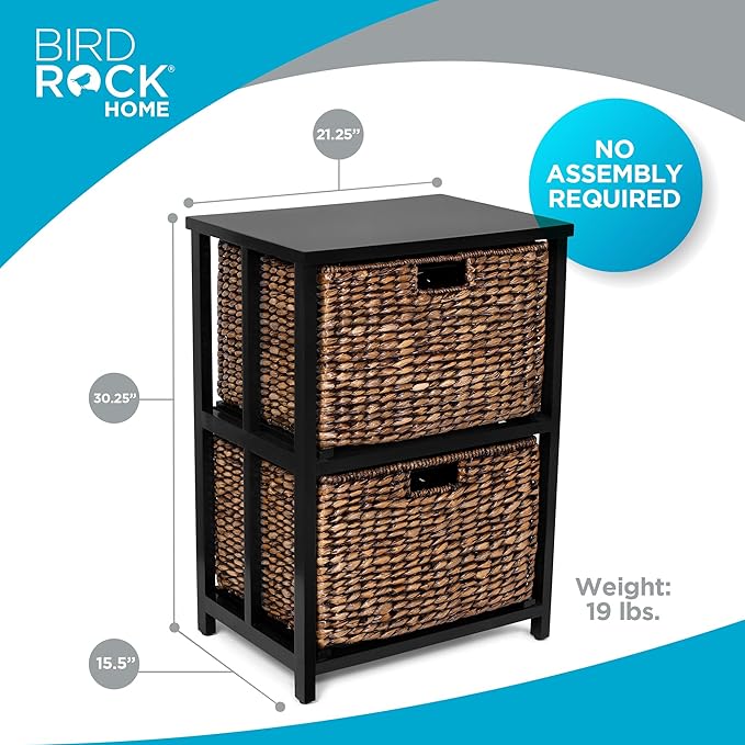 BIRDROCK HOME 2 Tiered File Cubby w/Wood Top - File Cabinet, Home Office Storage, Nightstand, Decorative Wooden Organizer | Desk, Modern Table, Shelves, Side Table, Craft Furniture - Brown Wash