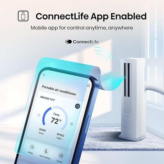 Hisense API0825UW1D Smart Inverter Twin Hose 8,000 BTU (DOE) 350 SF Heat/Cool Tower Portable Air Conditioner, White