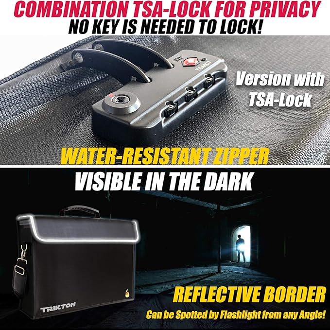 Fireproof and Waterproof Document Bag XXL 17.5x13x5 with Lock TSA for Travel, High-Viz Design, Fireproof Lock Box for Documents, Holds A3, Legal Size Files, Developed by USA Engineers and Firefighters