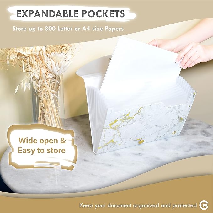 CNK File Folders Organizer with 13 Pockets Accordion Expanding Folder For Documents Receipt Document Paper Pocket Filing Products Accordian Important expandable holder files alphabetical Labels Letter