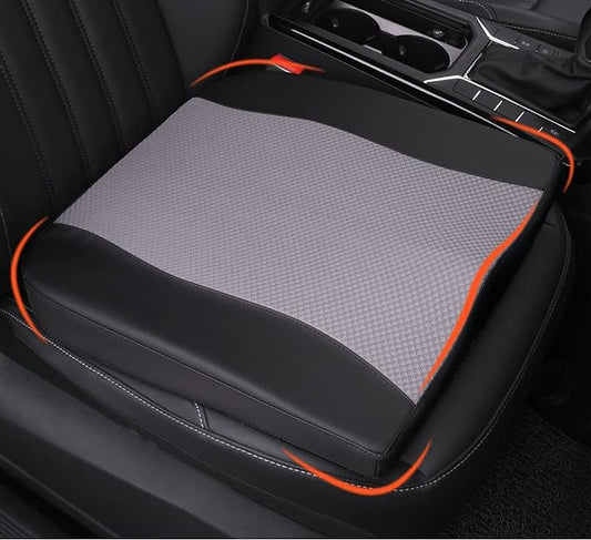 Car Seat Cushion, Comfort Memory Foam Car Cushions for Driving - Sciatica & Lower Back Pain Relief, Driver Seat Pillow for Auto, Office Chair, Wheelchair - Black&Gray