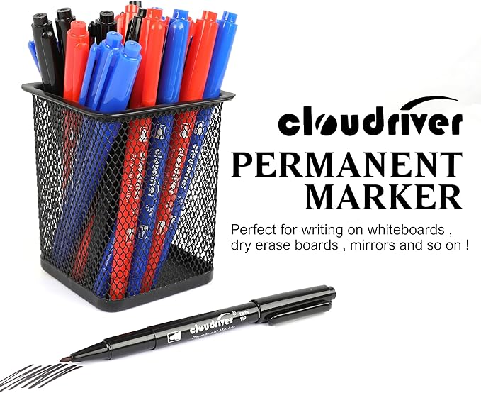 cloudriver Ultra Fine Permanent Markers, 24 Count Twin Tip Permanent Marker Set, 3 Assorted Colors, Ultra Fine Piont And Fine Piont Permanent Marker for Signature And Marking