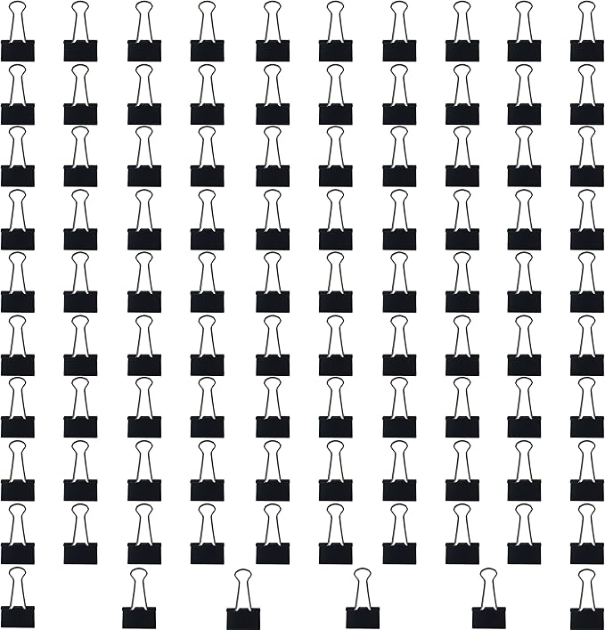 Clipco Binder Clips Medium 1.25-Inch Black 96-Pack