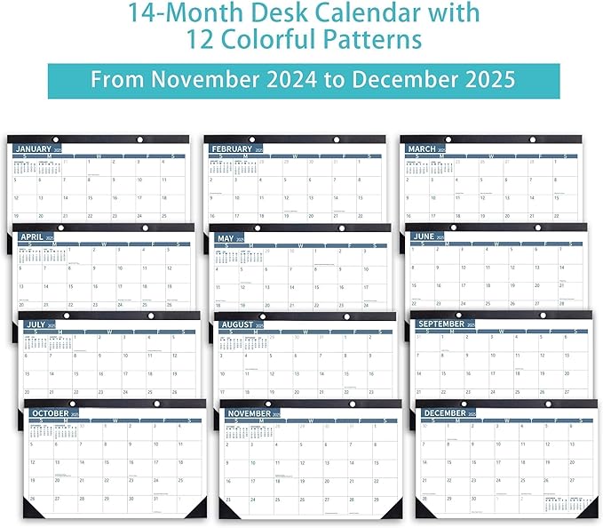 Desk Calendar 2025 Wall Calendars, July 2025 - December 2026 Monthly Planner Paper Office Desktop 17"X 12", Months, Planning and Organizing Home, School, Office, Holiday, Vacation