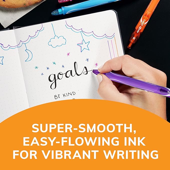 BIC Gelocity Quick Dry Gel Pens with Vivid colors and Smooth Writing, 0.7 mm Medium Point, 12-Count in Assorted Ink