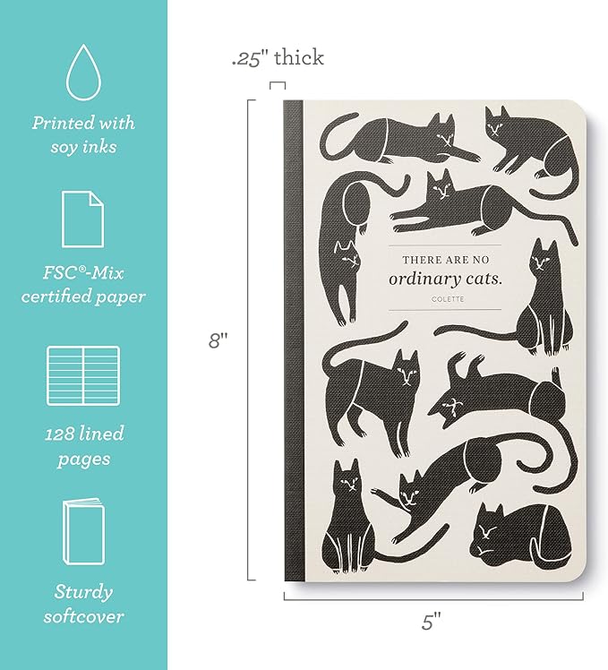 Compendium Softcover Journal - There are no ordinary cats. – A Write Now Journal with 128 Lined Pages, 5″W x 8″H